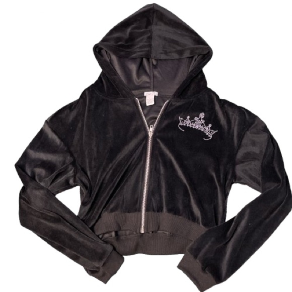 Rue21 Black Velvet Tracksuit Jacket